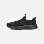 Knit upper with heel and tongue pull tabs, Springfoam midsole system with durable rubber outsole, and Bounce Pad insole system. Provides breathability, flexibility, comfort, moisture control, ventilation, and heel cushioning. Minimal to no break-in time; conforms to any foot shape. Beige and all black.