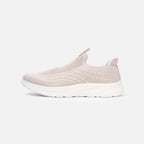 Knit upper with heel and tongue pull tabs, Springfoam midsole system with durable rubber outsole, and Bounce Pad insole system. Provides breathability, flexibility, comfort, moisture control, ventilation, and heel cushioning. Minimal to no break-in time; conforms to any foot shape. Beige and all black.