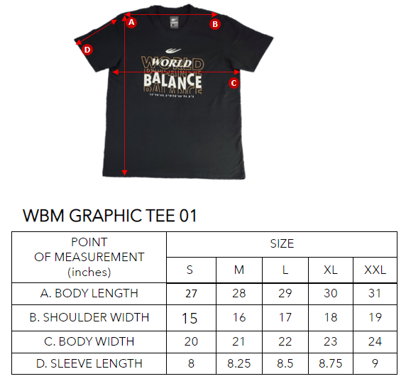 World balance size 2025 chart in cm