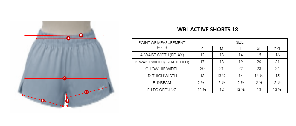 WBL ACTIVE SHORTS 18